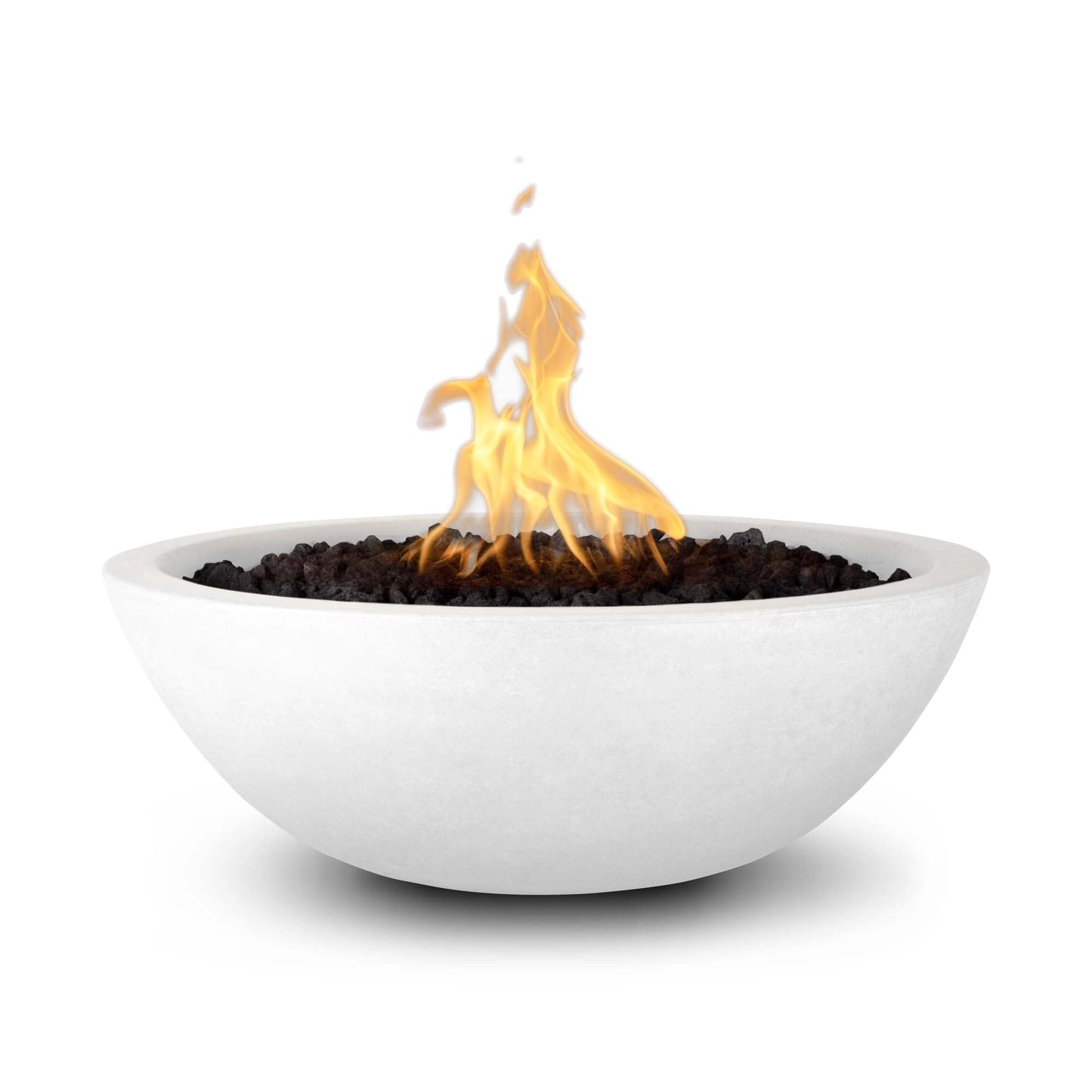 The Outdoor Plus Round Sedona 33" Brown GFRC Concrete Natural Gas Fire Bowl with Match Lit with Flame Sense Ignition