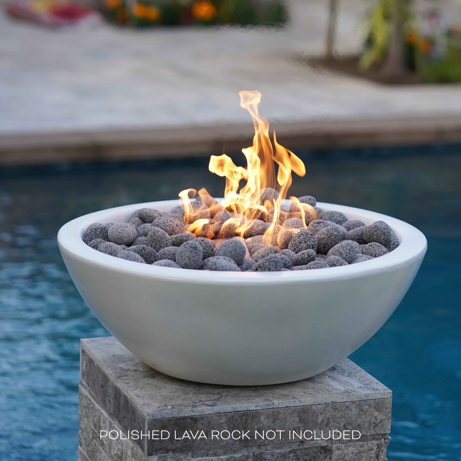 The Outdoor Plus Round Sedona 33" Chestnut GFRC Concrete Natural Gas Fire Bowl with Match Lit with Flame Sense Ignition