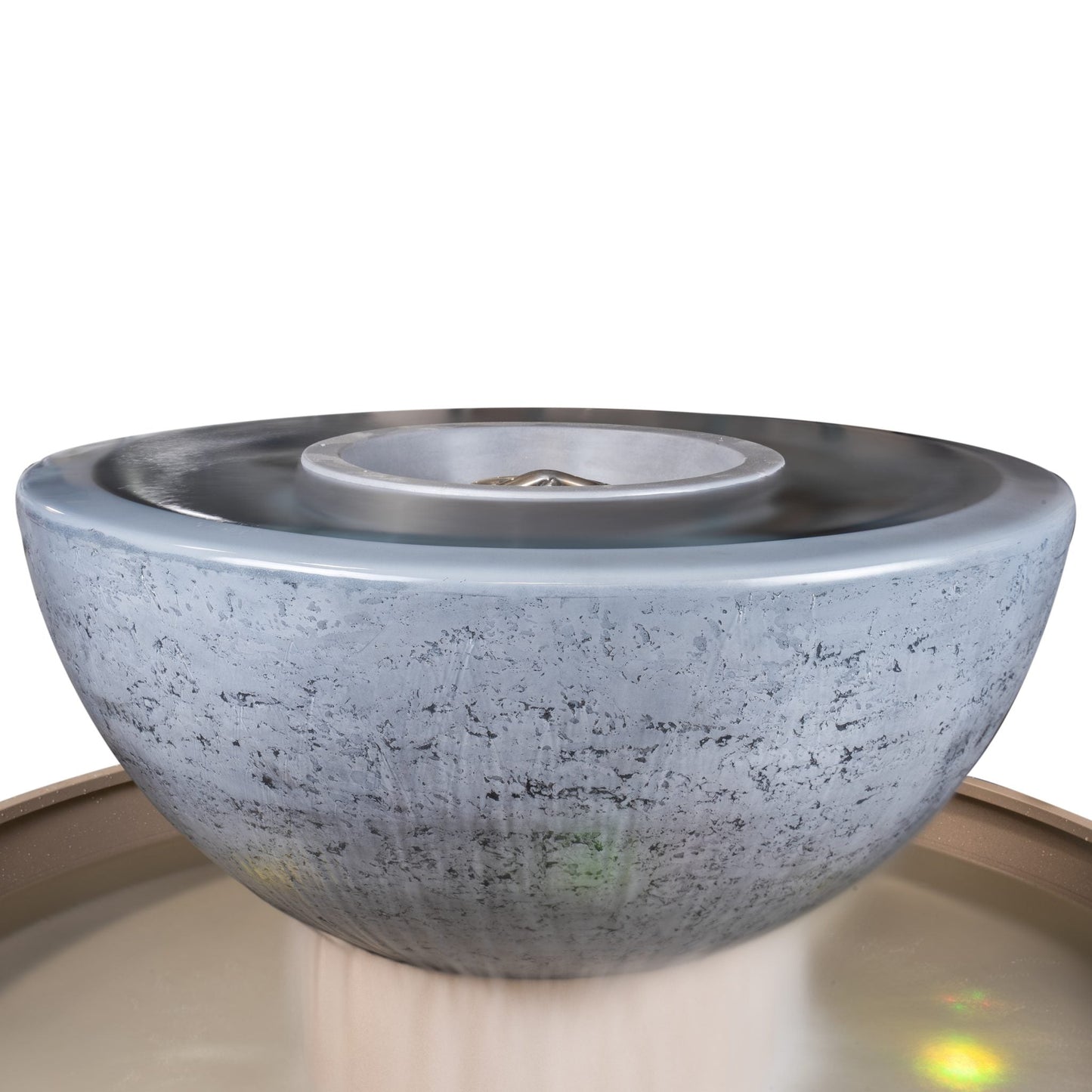 The Outdoor Plus Round Sedona 60" Ash GFRC Concrete Liquid Propane Fire & Water Fountain with Match Lit Ignition
