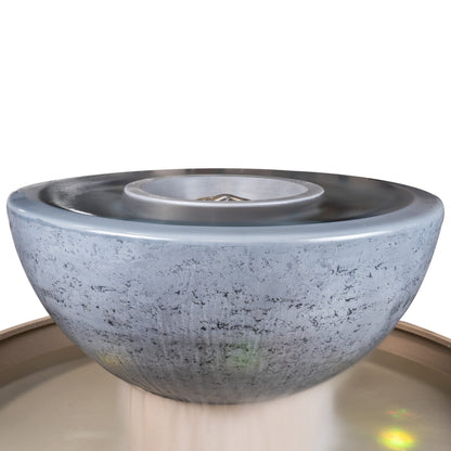The Outdoor Plus Round Sedona 60" Gray GFRC Concrete Liquid Propane Fire & Water Fountain with Match Lit Ignition
