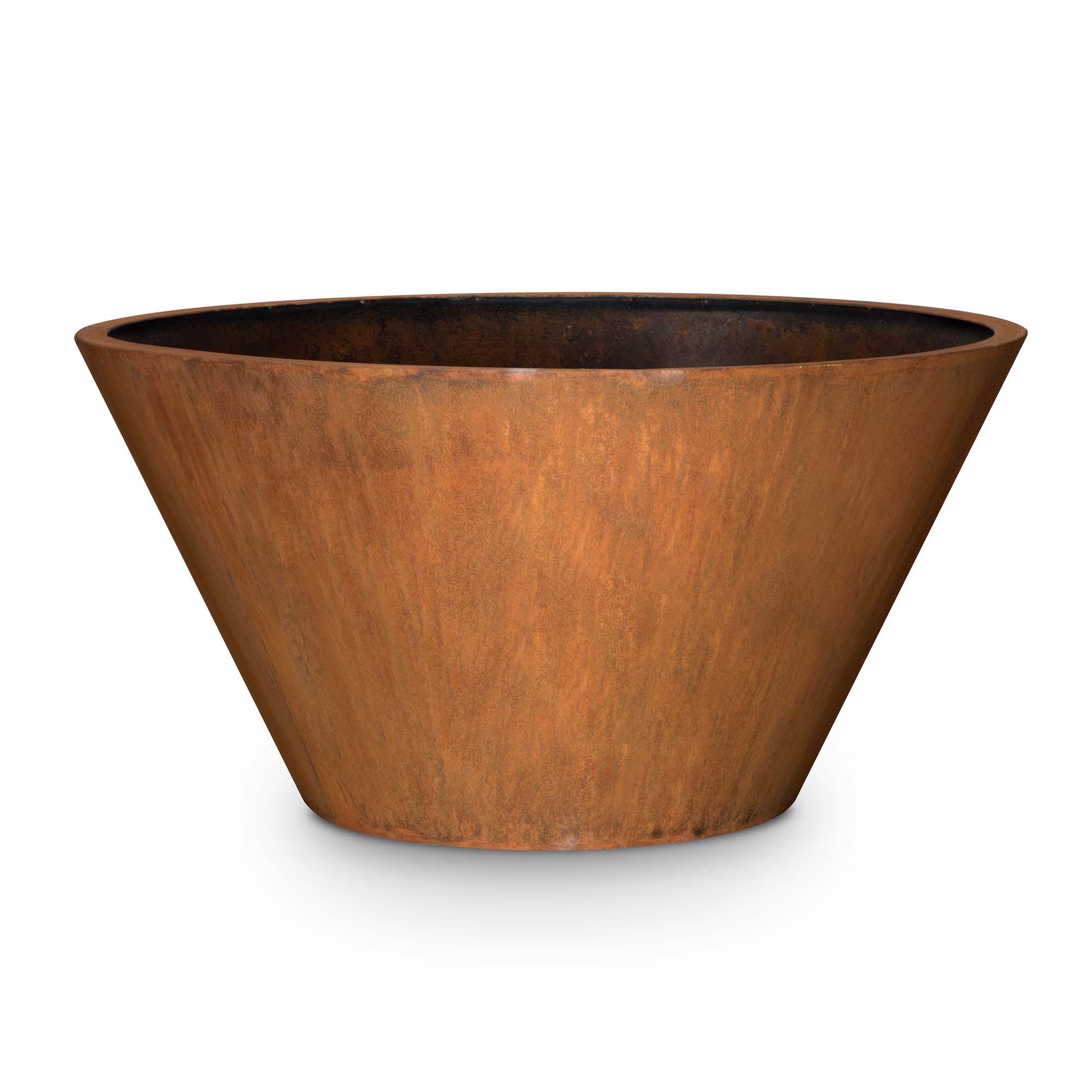 The Outdoor Plus Round Sierra 48" Corten Steel Planter - 20" Tall