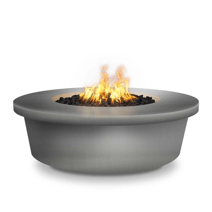 The Outdoor Plus Round Tempe 48" Corten Steel Liquid Propane Fire Pit with 110V Electronic Ignition