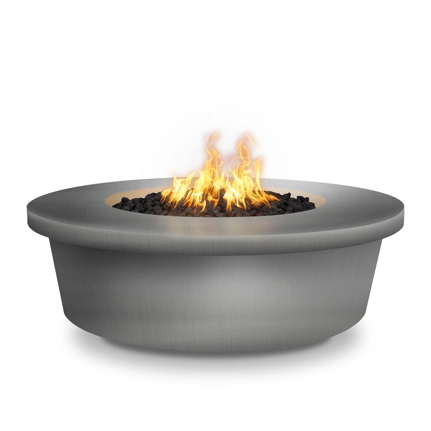 The Outdoor Plus Round Tempe 48" Hammered Copper Liquid Propane Fire Pit with 110V Electronic Ignition