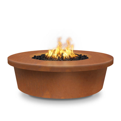 The Outdoor Plus Round Tempe 48" Hammered Copper Natural Gas Fire Pit with Match Lit with Flame Sense Ignition