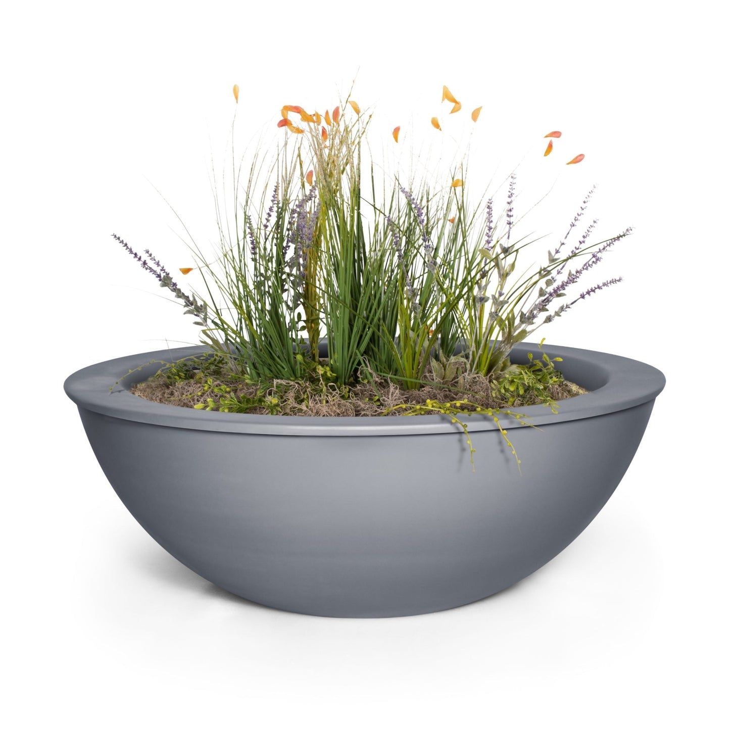 The Outdoor Plus Sedona 36" Gray Powder Coated Metal Planter Bowl