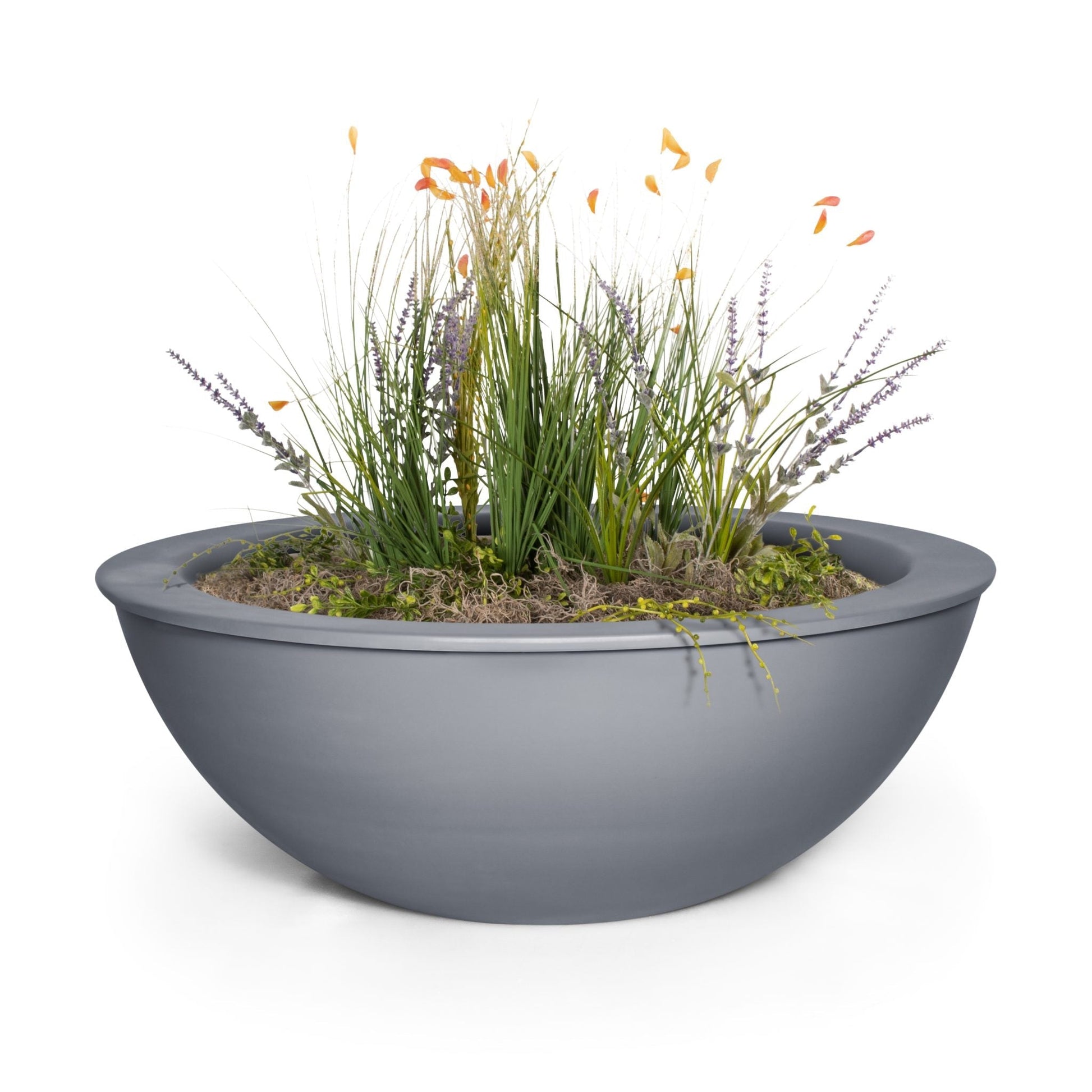 The Outdoor Plus Sedona 36" Java Powder Coated Metal Planter Bowl