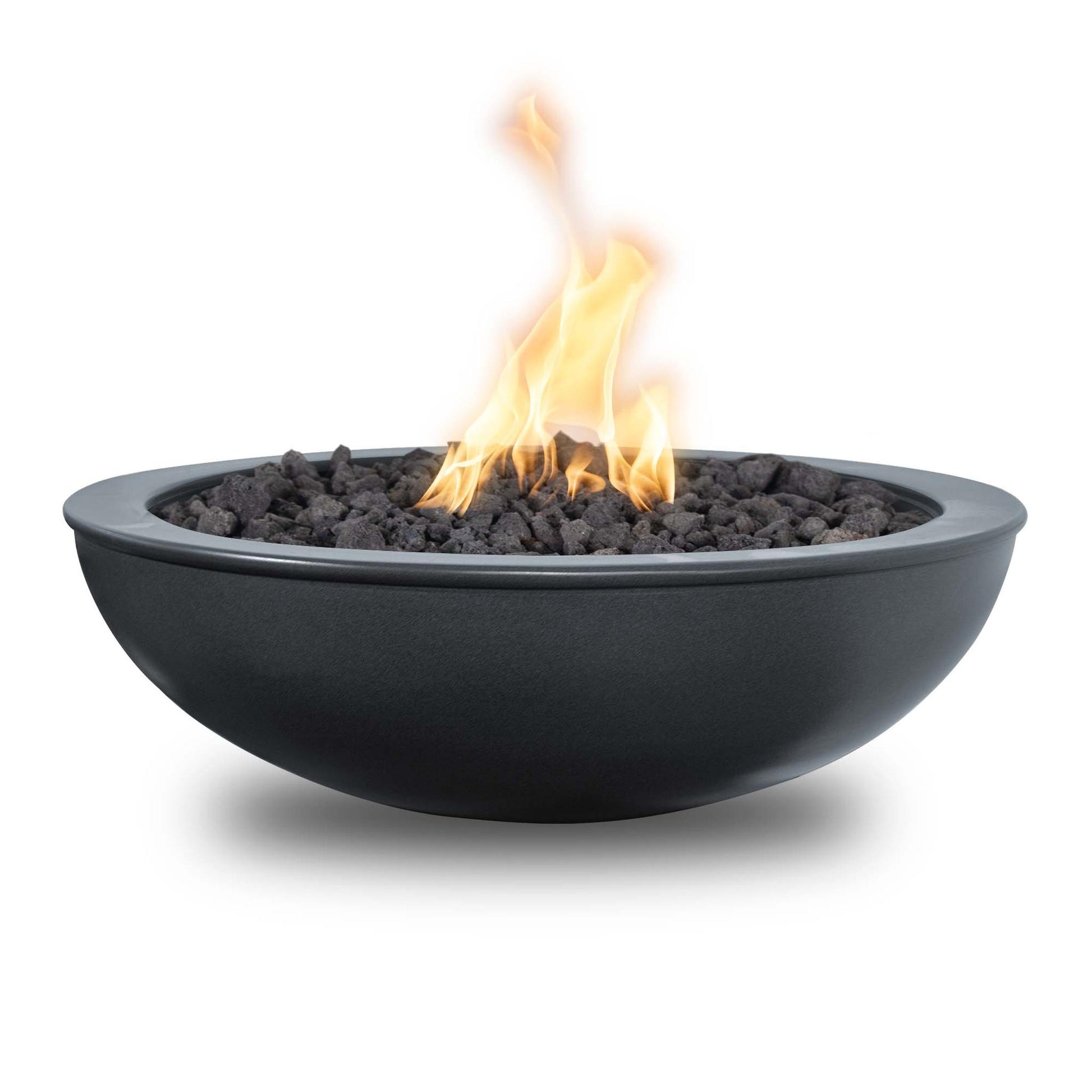 The Outdoor Plus Sedona 48" Black Powder Coated Metal Natural Gas Fire Bowl with Match Lit Ignition