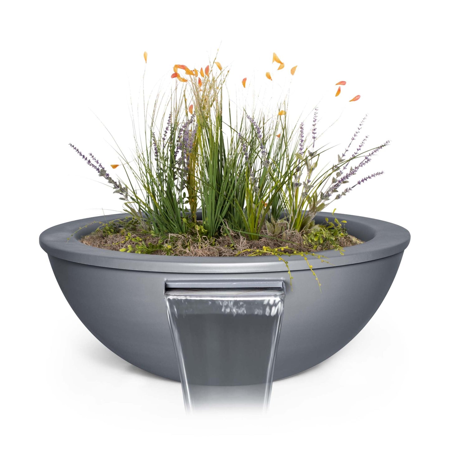 The Outdoor Plus Sedona 48" Java Powder Coated Metal Planter & Water Bowl