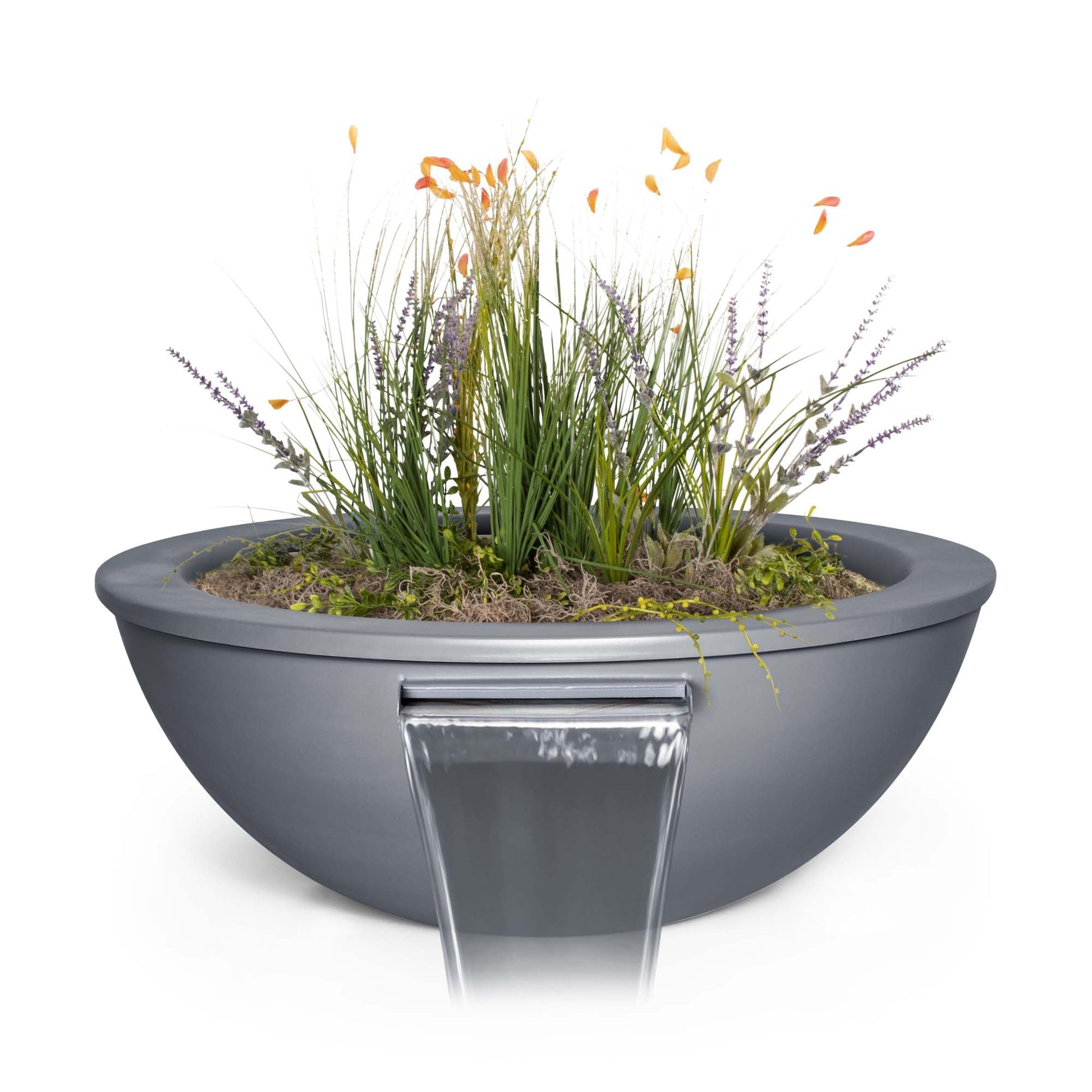 The Outdoor Plus Sedona 48" Java Powder Coated Metal Planter & Water Bowl