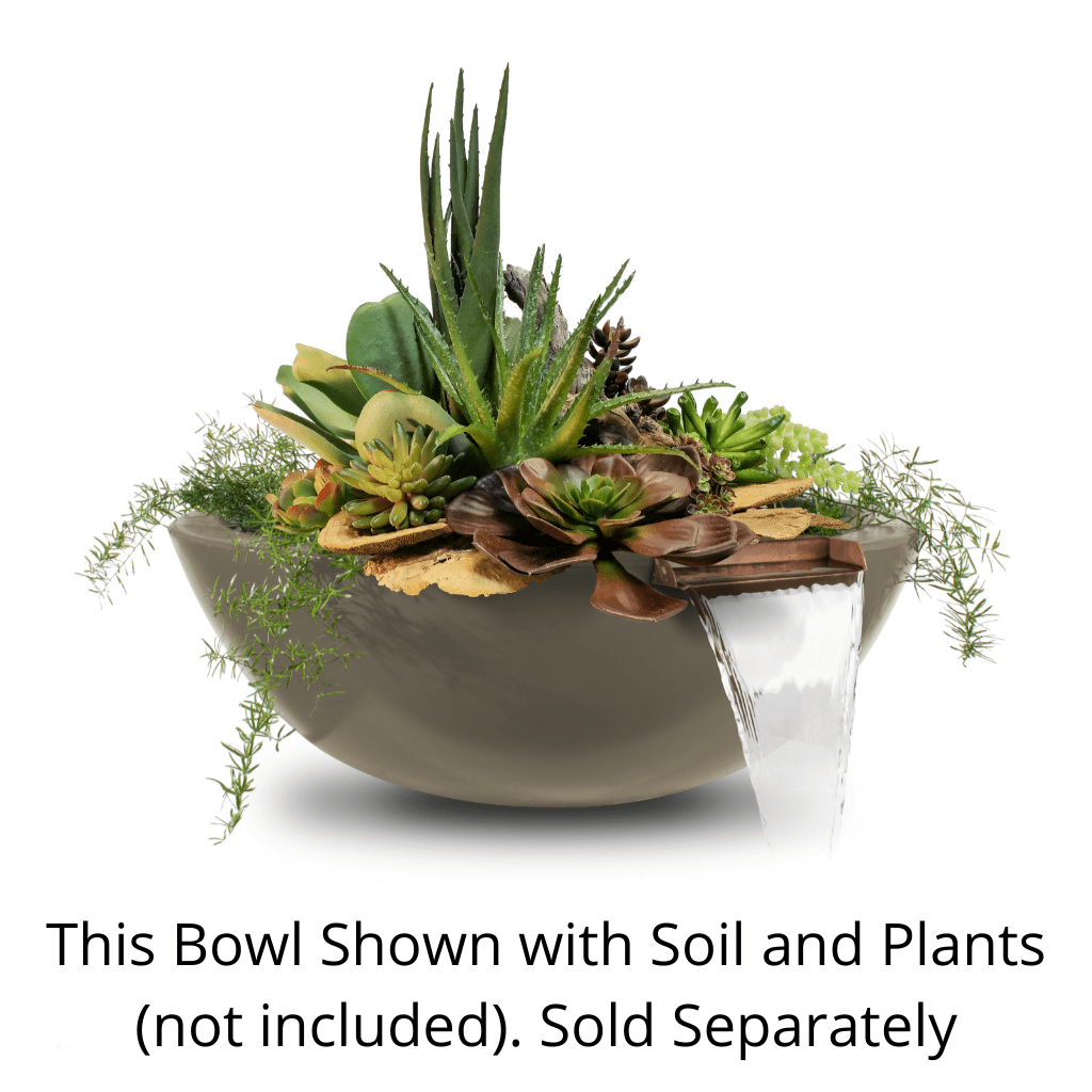 Planter and Water Bowl Ash The Outdoor Plus 27" OPT-RPW Series Sedona GFRC Round Planter and Water Bowl