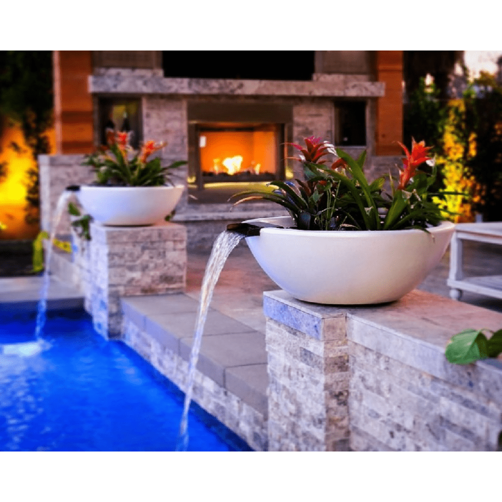 The Outdoor Plus Sedona GFRC Concrete Round Planter and Water Bowl
