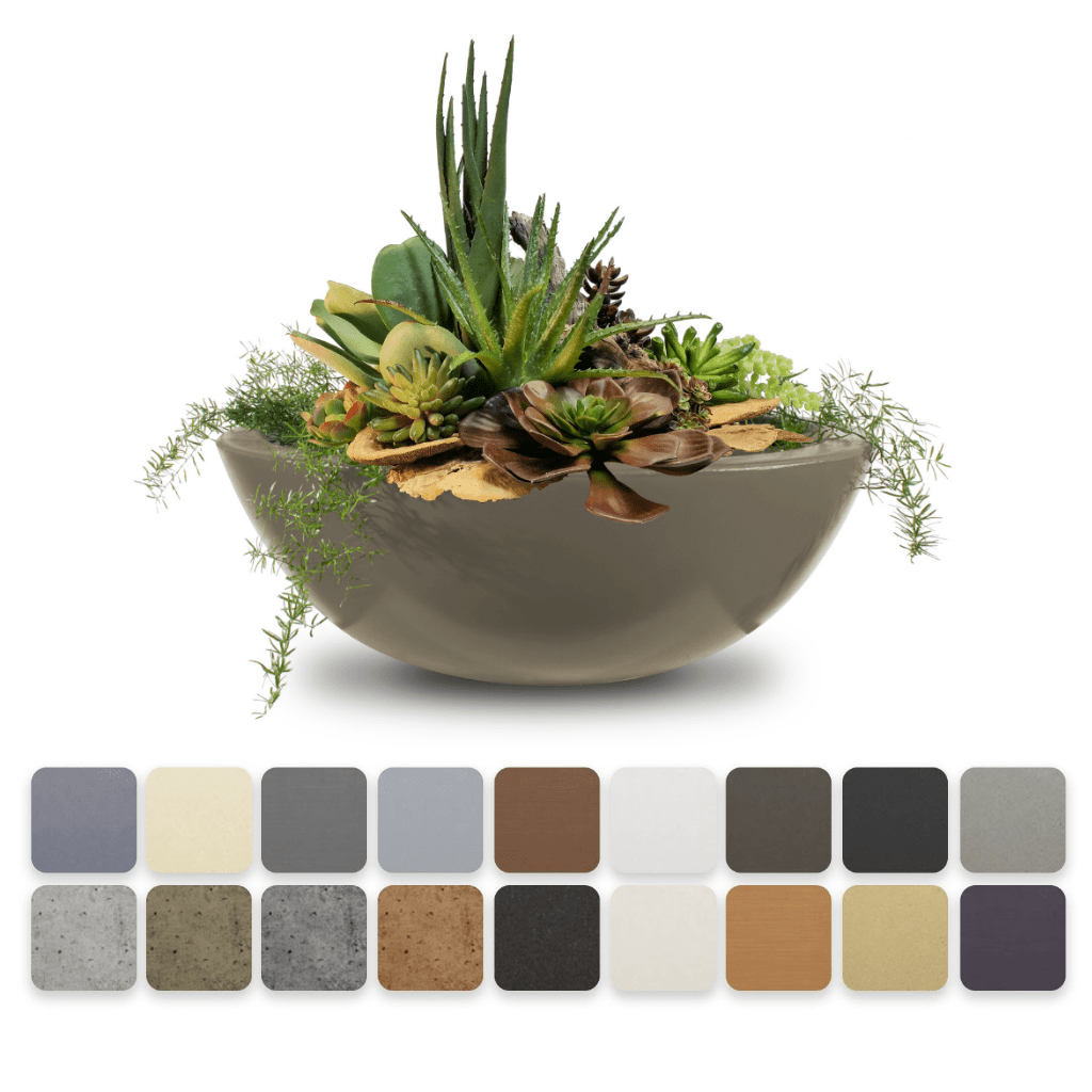 Planter and Water Bowl 27-Inch / Ash The Outdoor Plus Sedona GFRC Concrete Round Planter and Water Bowl