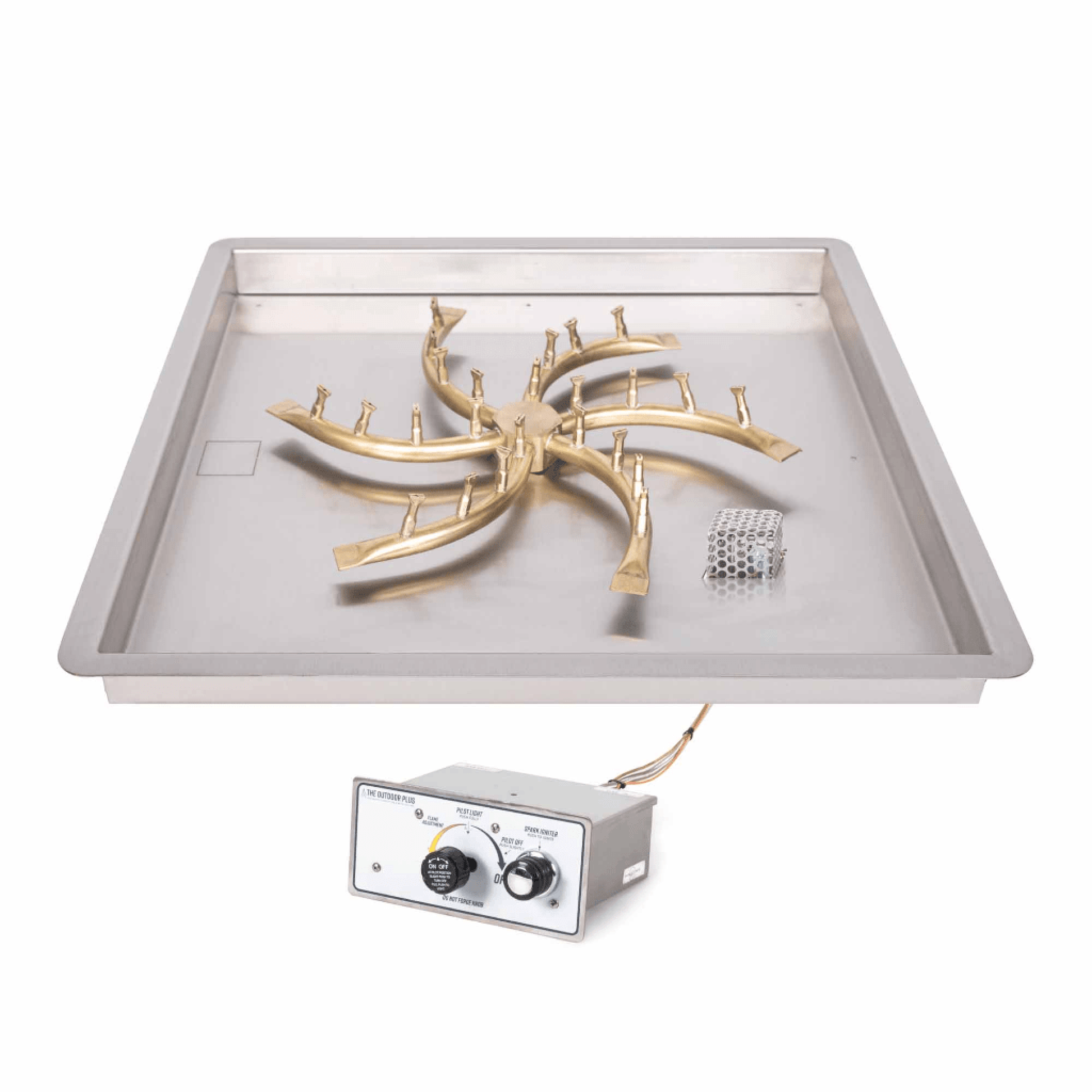 The Outdoor Plus Square Drop-in Pan With Brass Triple 'S' Bullet Burner