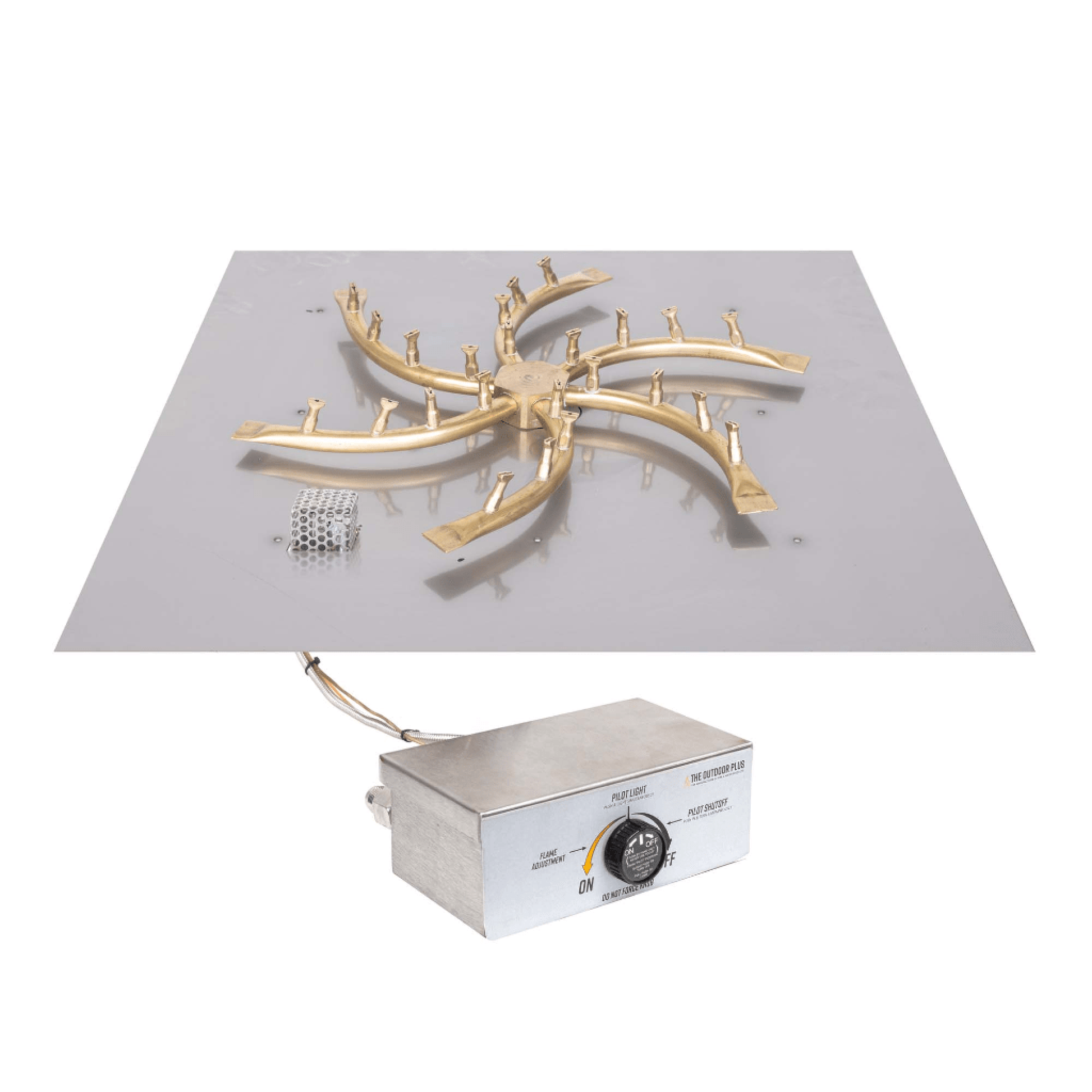 The Outdoor Plus Square Flat Pan With Brass Triple 'S' Bullet Burner