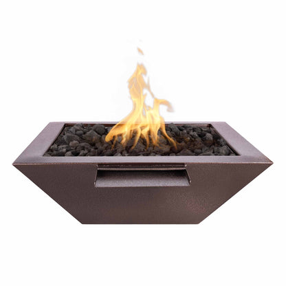 The Outdoor Plus Square Maya 30" Gray Powder Coated Metal Liquid Propane Fire Bowl with Match Lit with Flame Sense Ignition