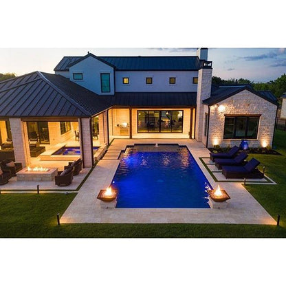 The Outdoor Plus Square Maya 30" Metallic Slate GFRC Concrete Liquid Propane Fire Bowl with Match Lit with Flame Sense Ignition