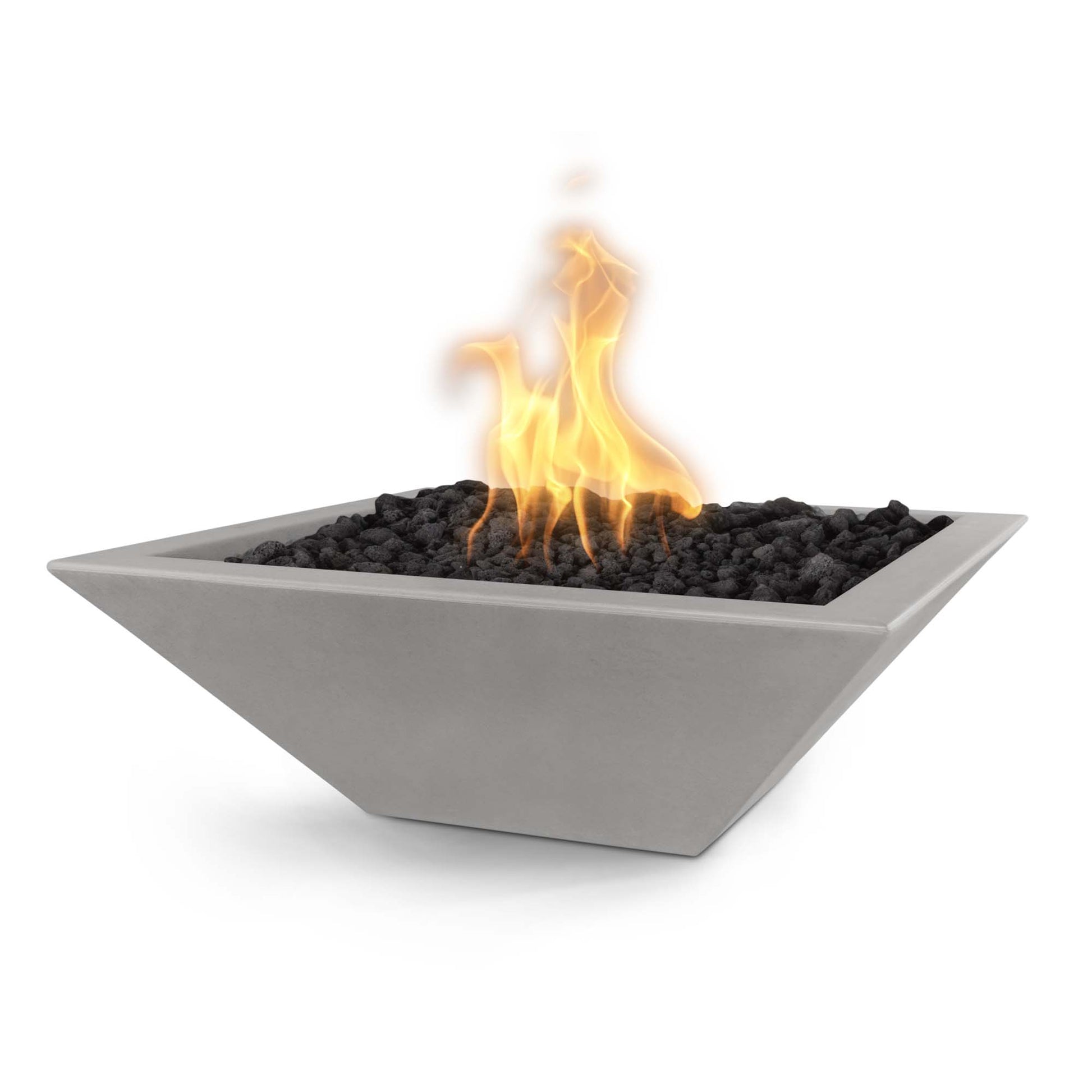 The Outdoor Plus Square Maya 30" Metallic Slate GFRC Concrete Liquid Propane Fire Bowl with Match Lit with Flame Sense Ignition