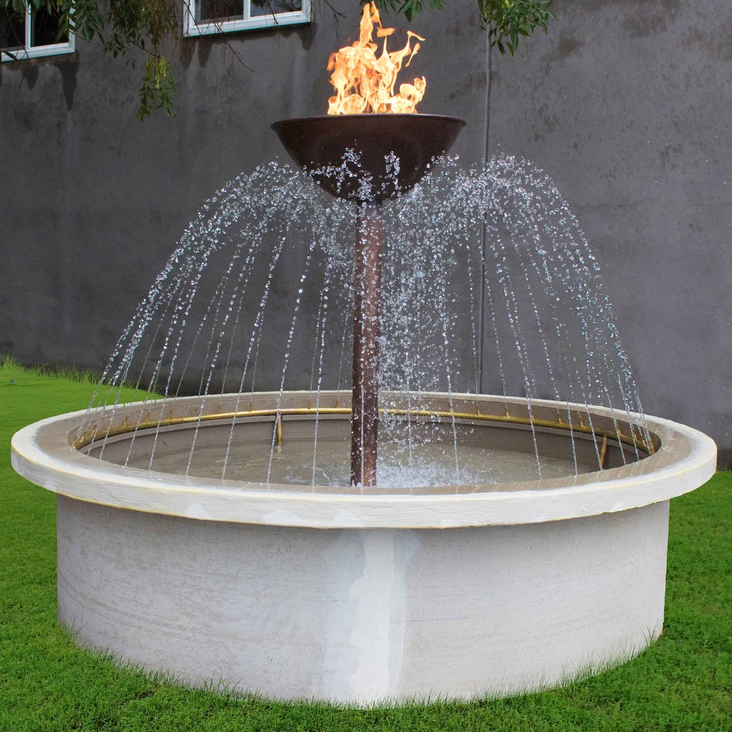 The Outdoor Plus Square Osiris 60" Copper Natural Gas Fire & 4-Way Spill Water Fountain with 12V Electronic Ignition