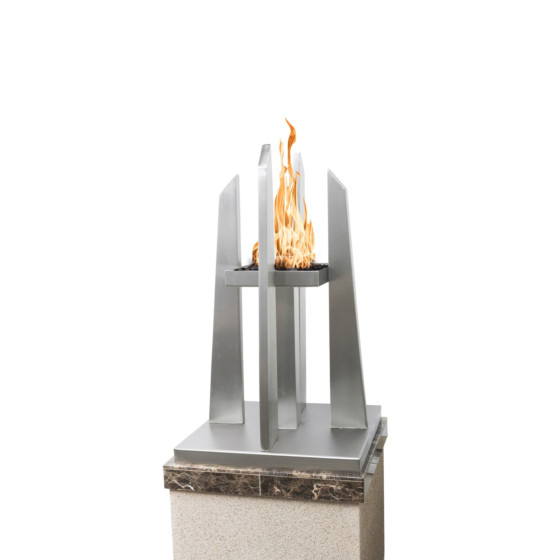 The Outdoor Plus Square Pointe 22" Stainless Steel Natural Gas Column Ornament