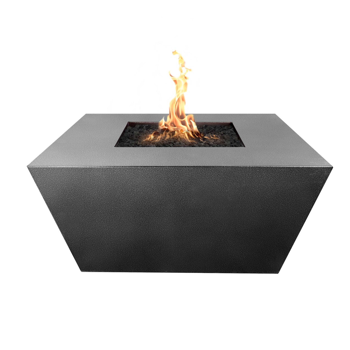 The Outdoor Plus Square Redan 48" Silver Vein Powder Coated Metal Natural Gas Fire Pit with Match Lit Ignition