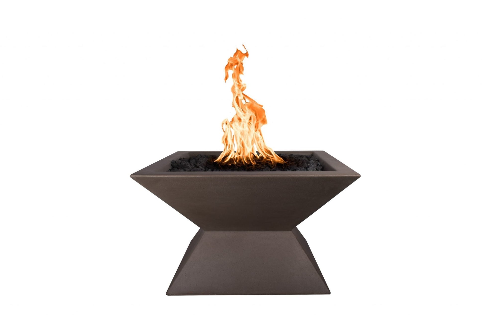 The Outdoor Plus Square Uxmal 30" Brown GFRC Concrete Liquid Propane Fire Pit with Match Lit Ignition
