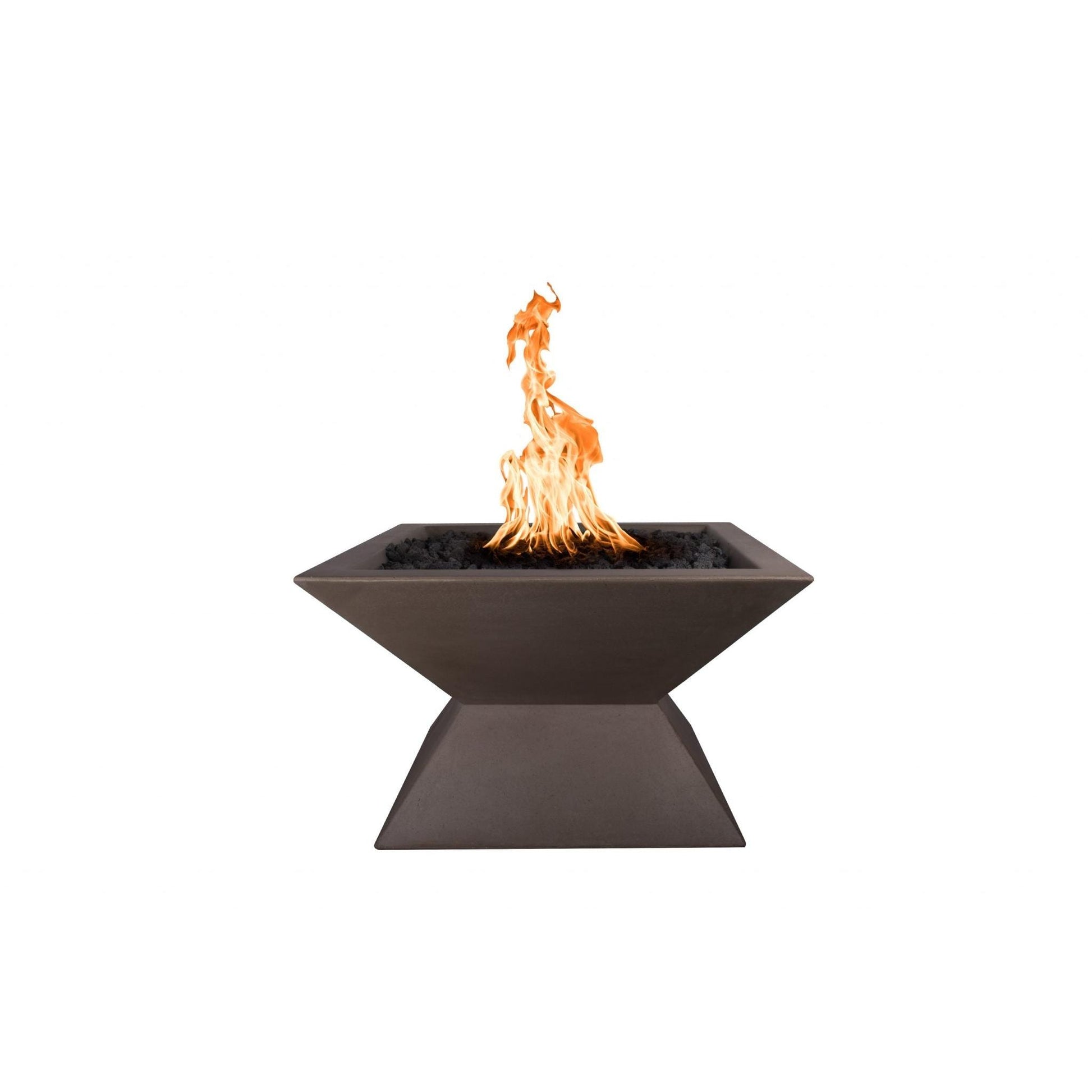 The Outdoor Plus Square Uxmal 30" Hammered Copper Natural Gas Fire Pit with 110V Electronic Ignition