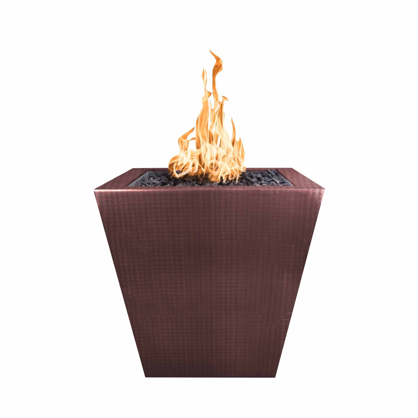 The Outdoor Plus Square Vista 24" Corten Steel Liquid Propane Fire Pit with 110V Electronic Ignition