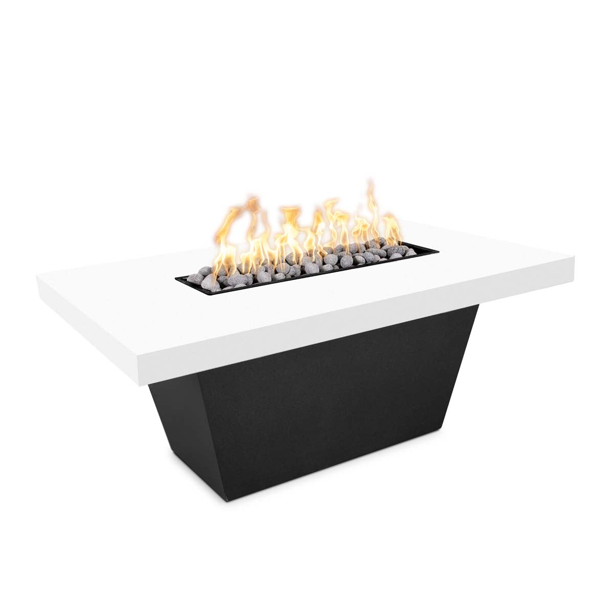The Outdoor Plus Tacoma 48" Black & White Powder Coated Metal Liquid Propane Fire Table with 12V Electronic Ignition