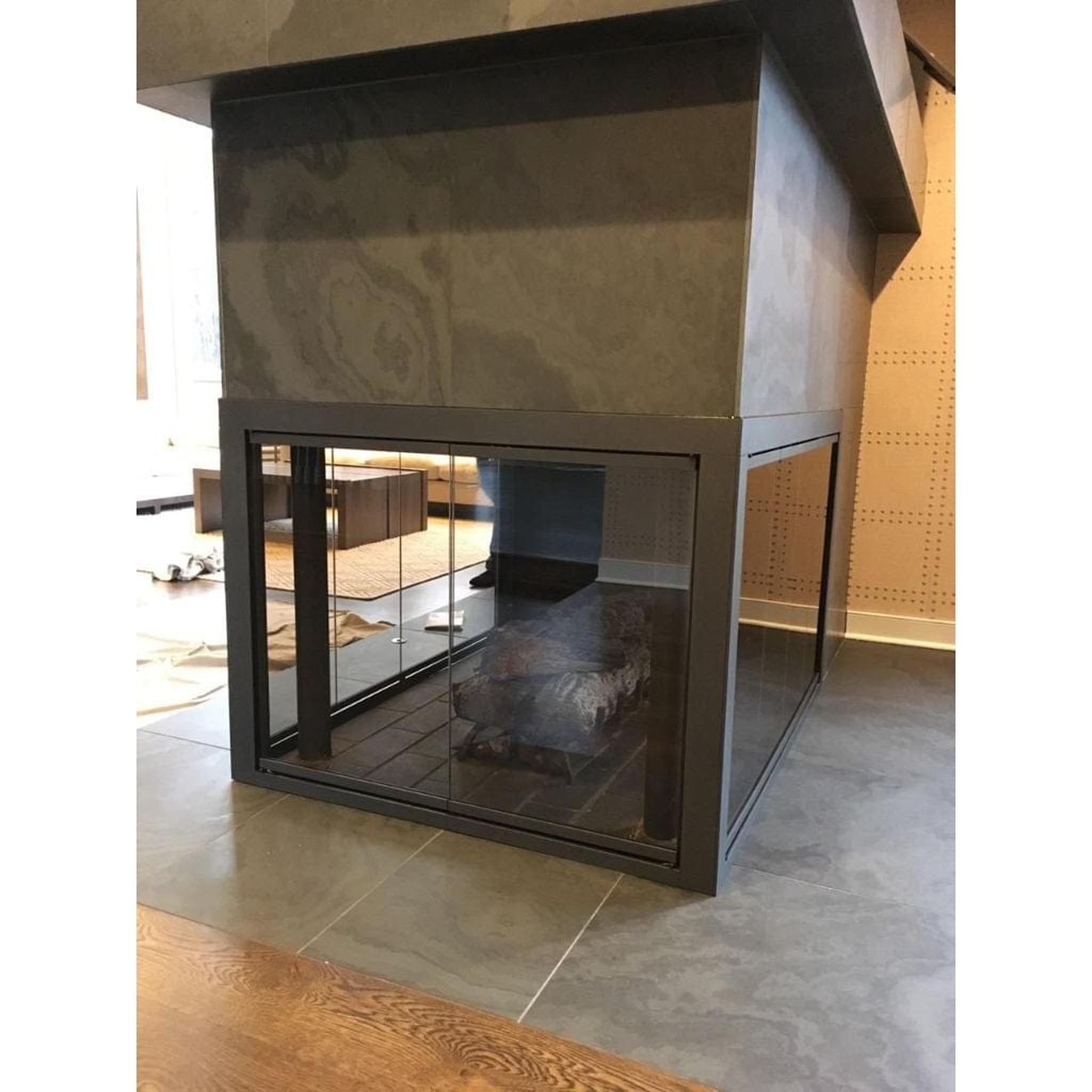 ThermoRite Cameo Corner Unit Custom Glass Fireplace Door US