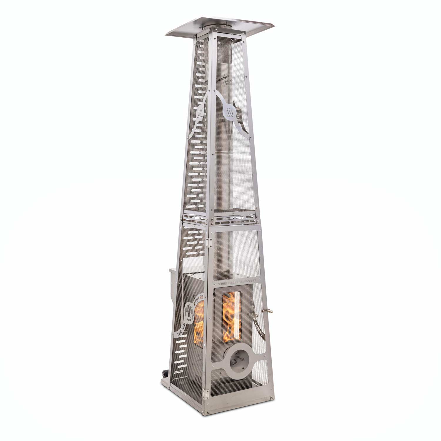Timber Stoves Big Timber Elite 84" Stainless Steel Wood Pellet Patio Heater With Safety Cage