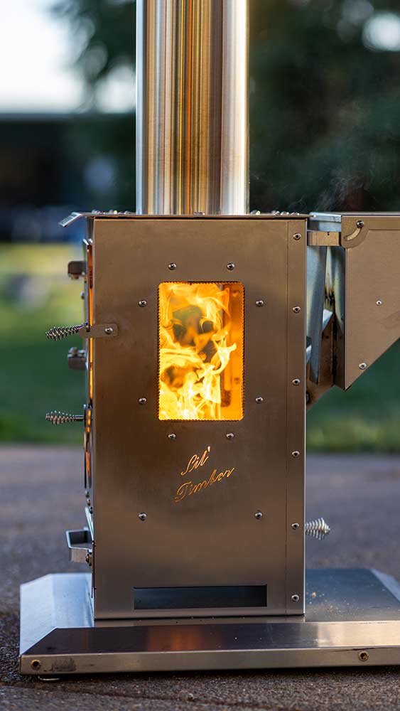 Timber Stoves Lil' Timber 84" Stainless Steel Wood Pellet Patio Heater