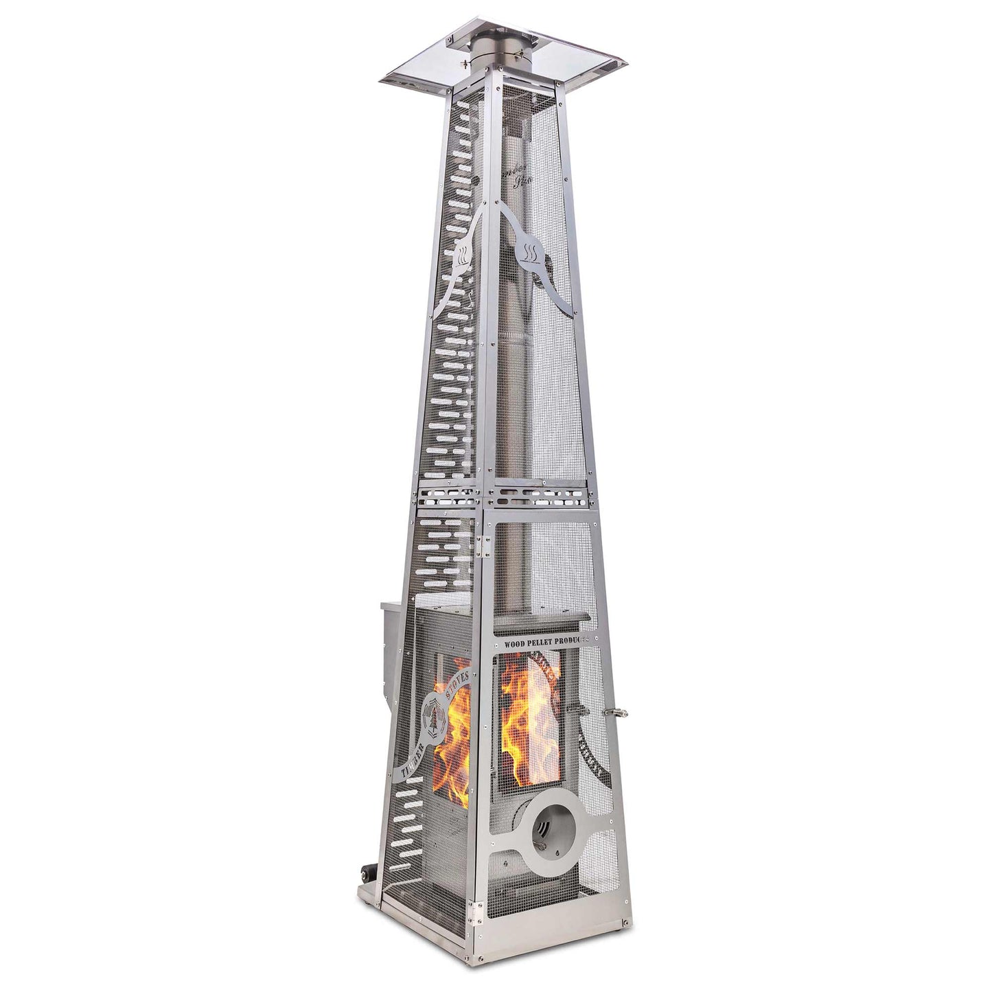 Timber Stoves Revere Elite 84" Stainless Steel Wood Pellet Patio Heater With Safety Cage