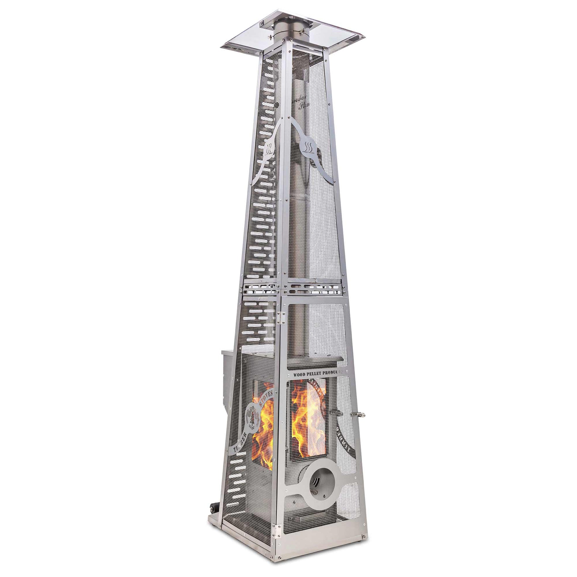 Timber Stoves Revere Elite 84" Stainless Steel Wood Pellet Patio Heater With Safety Cage