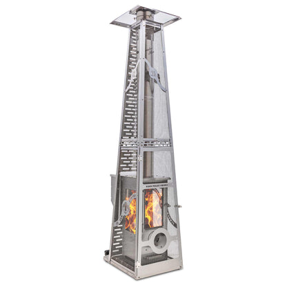 Timber Stoves Revere Elite 84" Stainless Steel Wood Pellet Patio Heater With Safety Cage