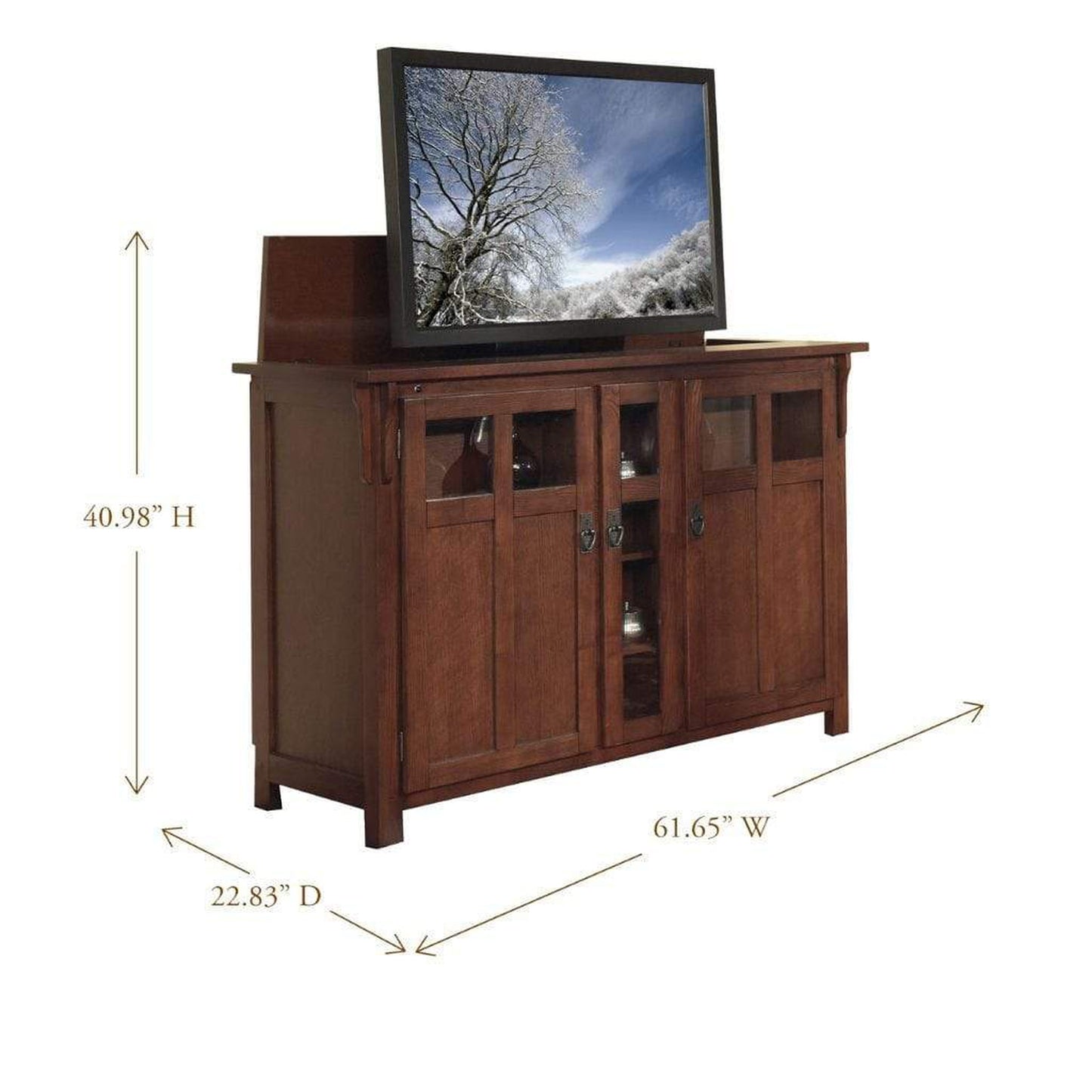 Touchstone Bungalow Smart TV Lift Cabinet for 60" Flat Screen TVs With Whisper Lift II Pro w/Swivel