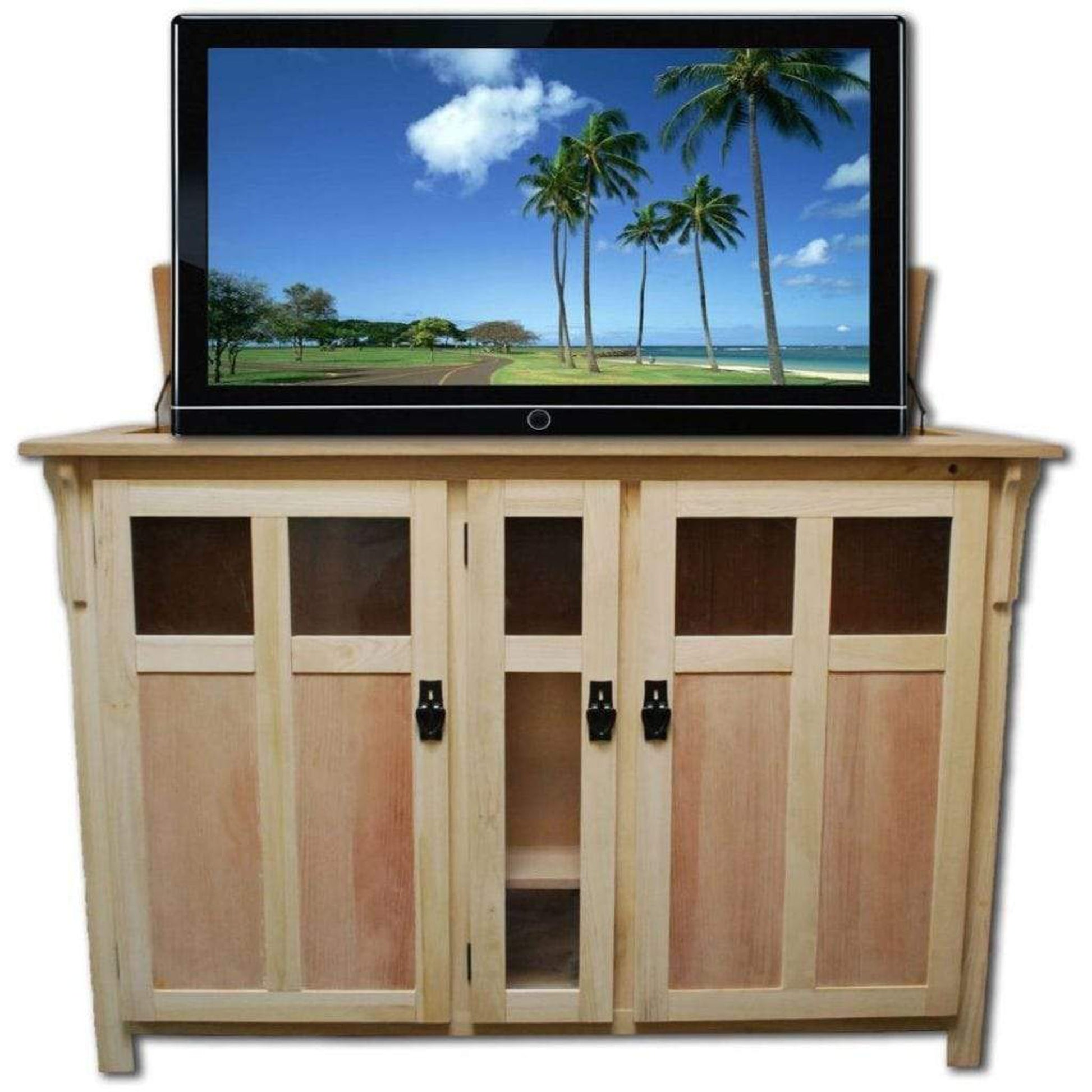 Touchstone Bungalow Unfinished TV Lift Cabinet for 60" Flat Screen TVs With Whisper Lift II Pro w/Swivel