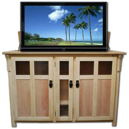 Touchstone Bungalow Unfinished TV Lift Cabinet for 60" Flat Screen TVs With Whisper Lift II Pro w/Swivel