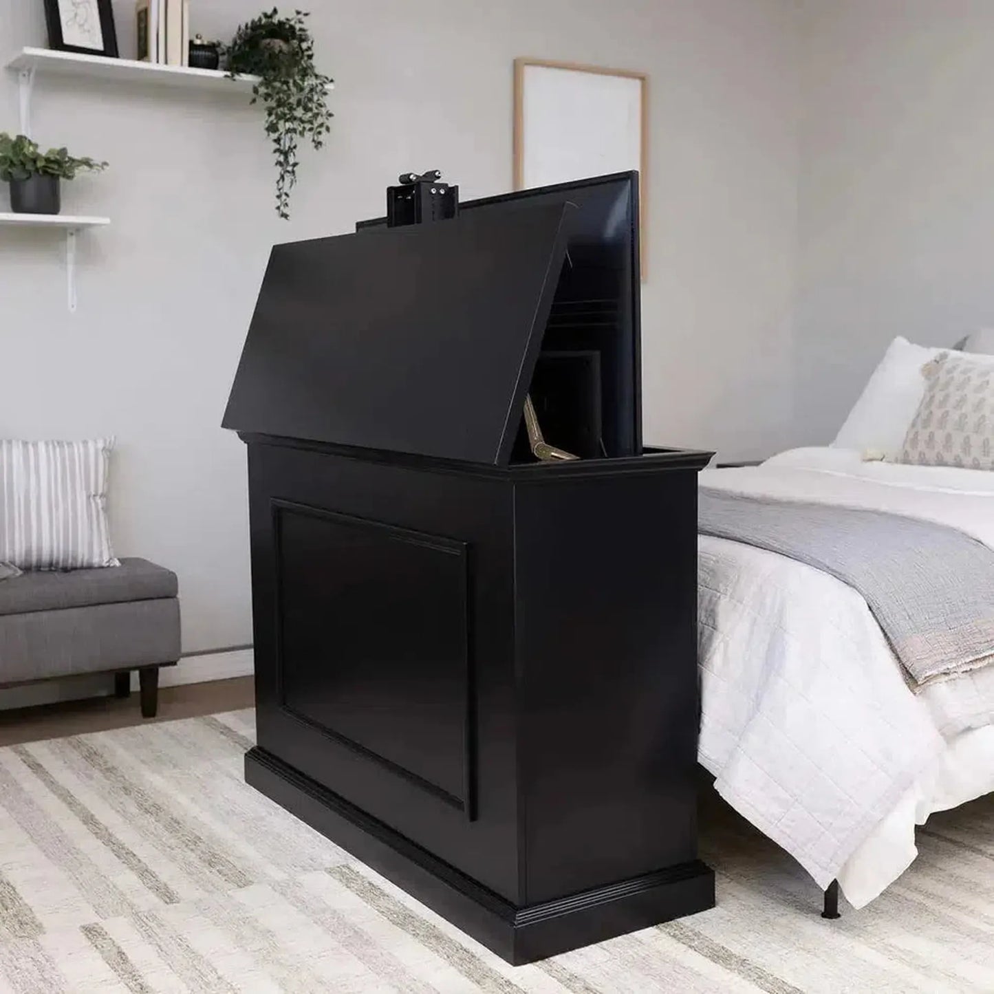 Touchstone Elevate Black Smart TV Lift Cabinet for 50" Flat Screen TVs With SRV Smart WiFi Lift