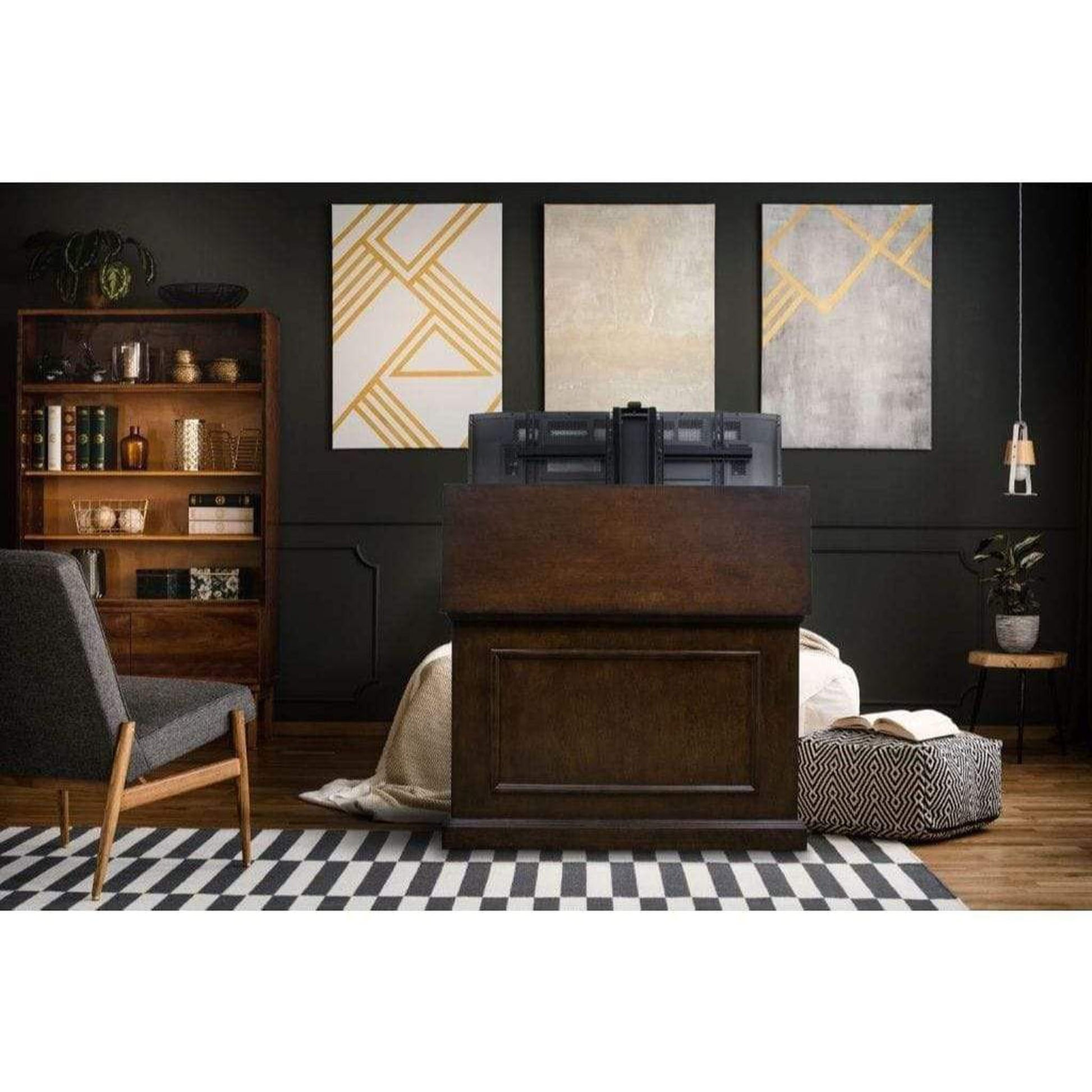 Touchstone Elevate Espresso Smart TV Lift Cabinet for 50" Flat Screen TVs With SRV Smart WiFi Lift w/Swivel