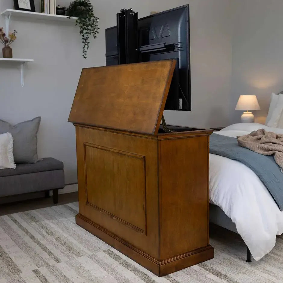 Touchstone Elevate Honey Oak Smart TV Lift Cabinet for 50" Flat Screen TVs With SRV Smart WiFi Lift w/Swivel