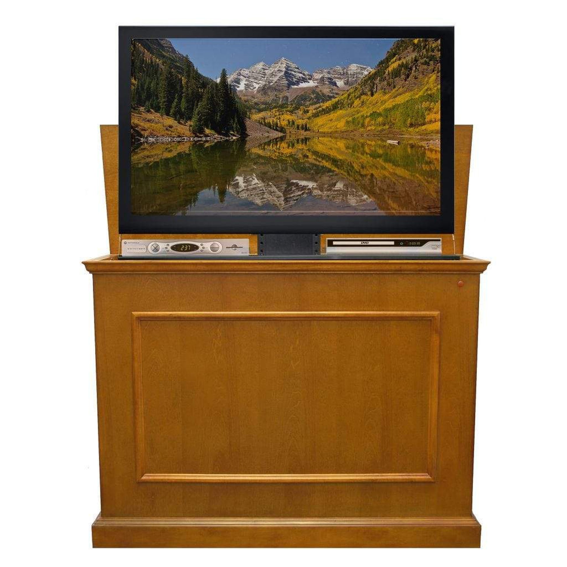 Touchstone Elevate Honey Oak Smart TV Lift Cabinet for 50" Flat Screen TVs With SRV Smart WiFi Lift w/Swivel