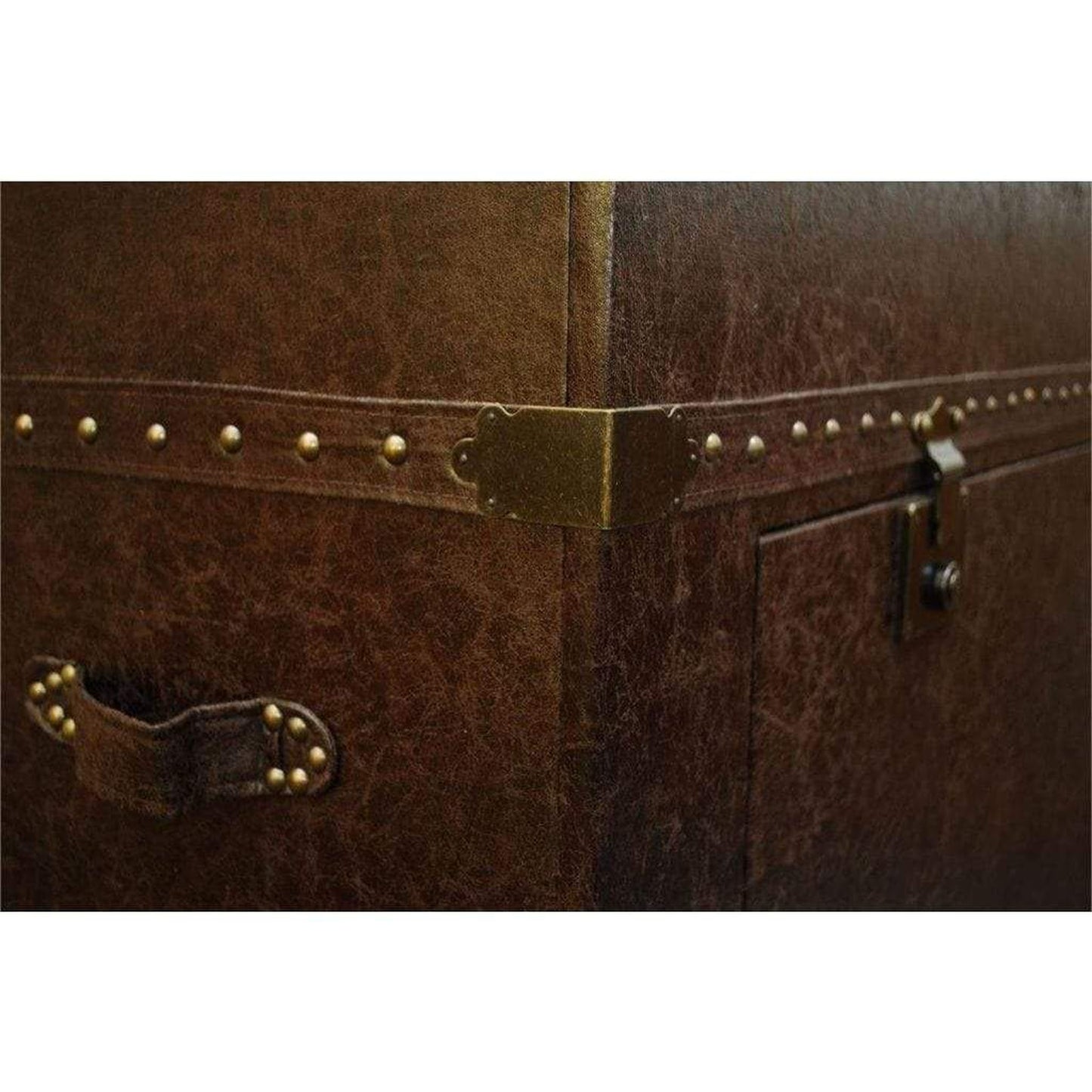 Touchstone Elevate Leather Vintage Trunk Smart TV Lift Cabinet for 48" Flat Screen TVs With SRV Smart WiFi Lift w/Swivel