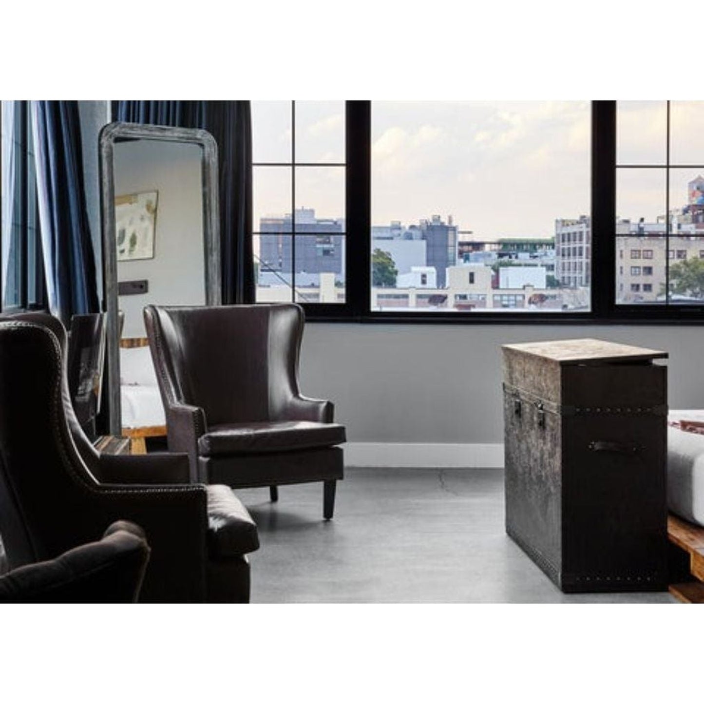 Touchstone Elevate Leather Vintage Trunk Smart TV Lift Cabinet for 48" Flat Screen TVs With SRV Smart WiFi Lift w/Swivel