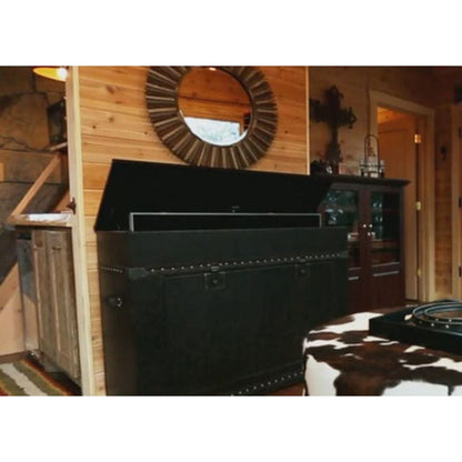 Touchstone Elevate Leather Vintage Trunk Smart TV Lift Cabinet for 48" Flat Screen TVs With SRV Smart WiFi Lift w/Swivel