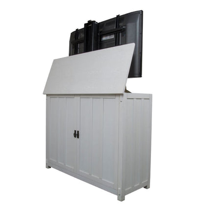 Touchstone Elevate White Mission Style Smart TV Lift Cabinet for 50" Flat Screen TVs With SRV TV Lift w/Swivel