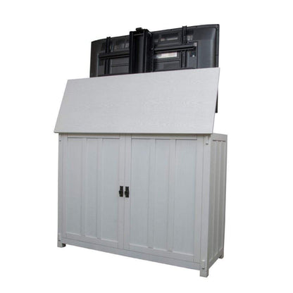 Touchstone Elevate White Mission Style Smart TV Lift Cabinet for 50" Flat Screen TVs With SRV TV Lift w/Swivel