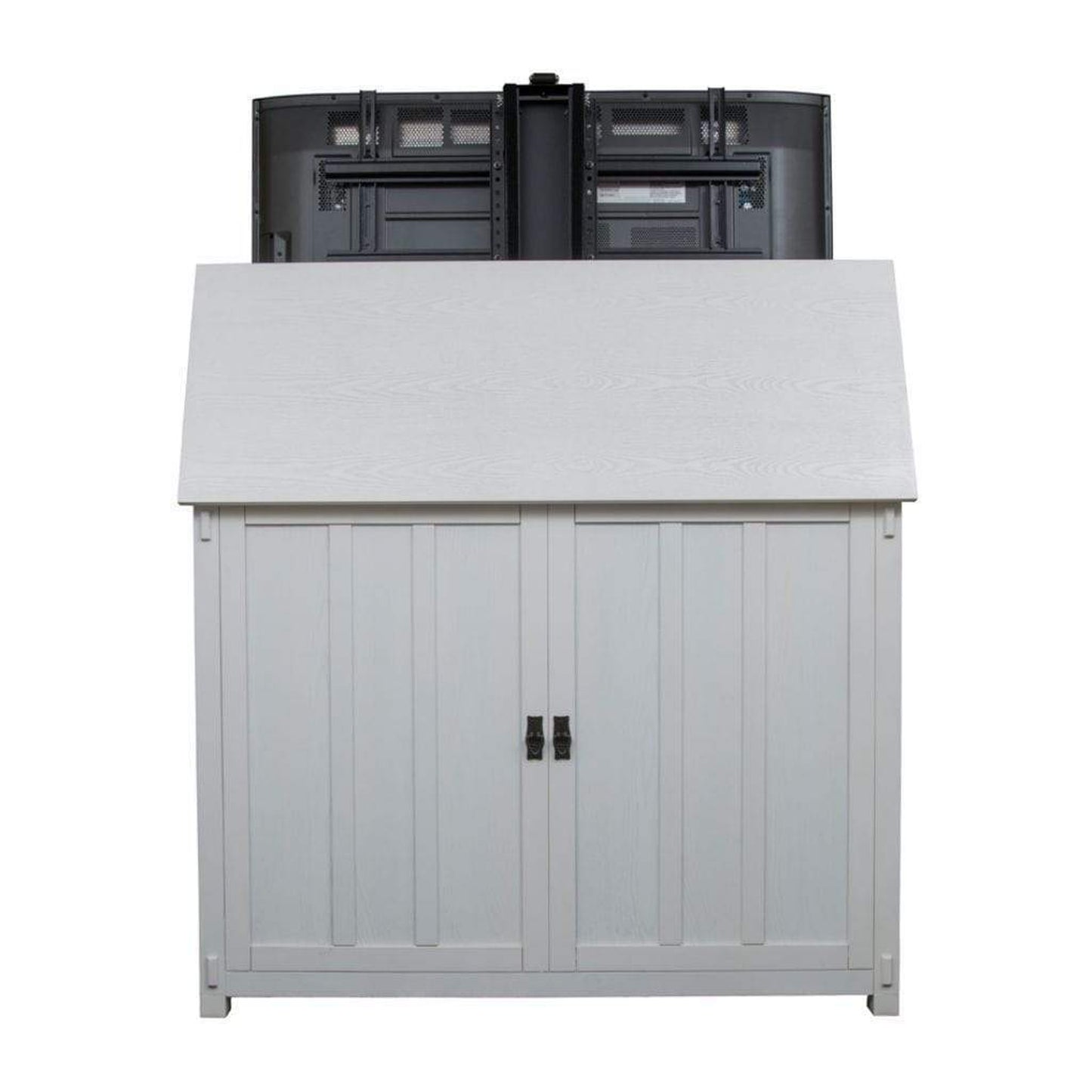 Touchstone Elevate White Mission Style Smart TV Lift Cabinet for 50" Flat Screen TVs With SRV TV Lift w/Swivel