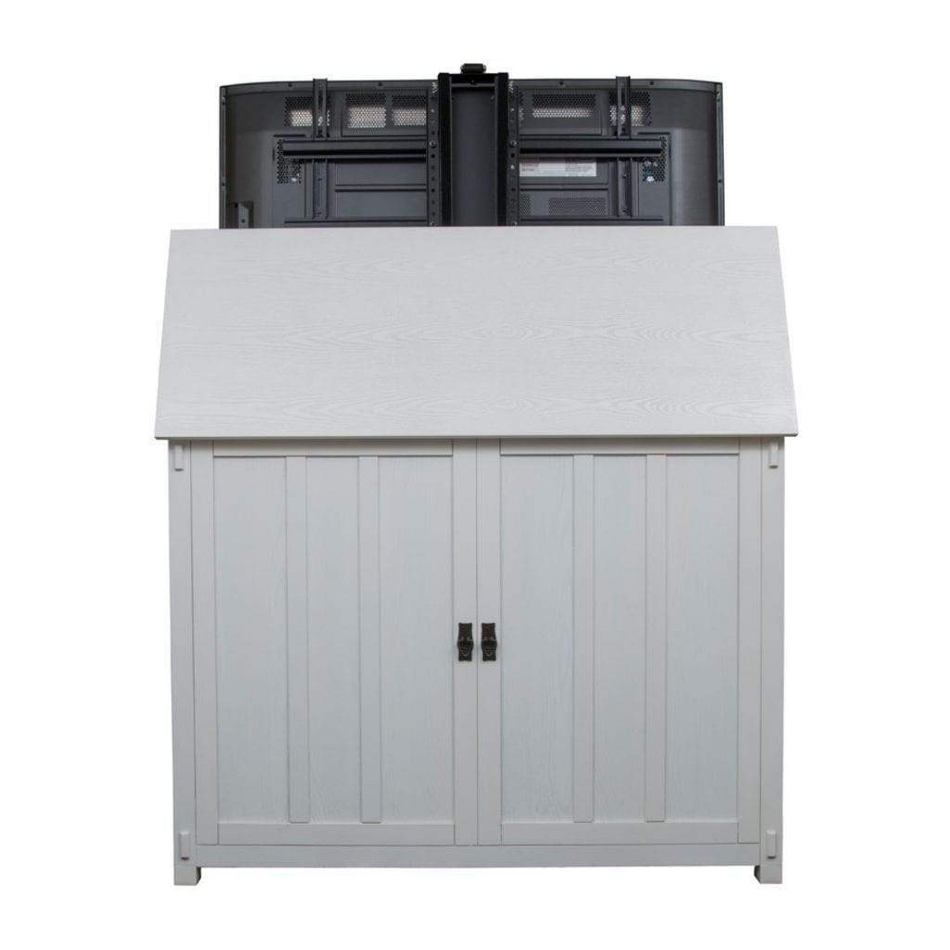 Touchstone Elevate White Mission Style Smart TV Lift Cabinet for 50" Flat Screen TVs With SRV TV Lift w/Swivel