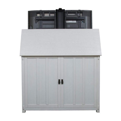 Touchstone Elevate White Mission Style Smart TV Lift Cabinet for 50" Flat Screen TVs With SRV TV Lift w/Swivel
