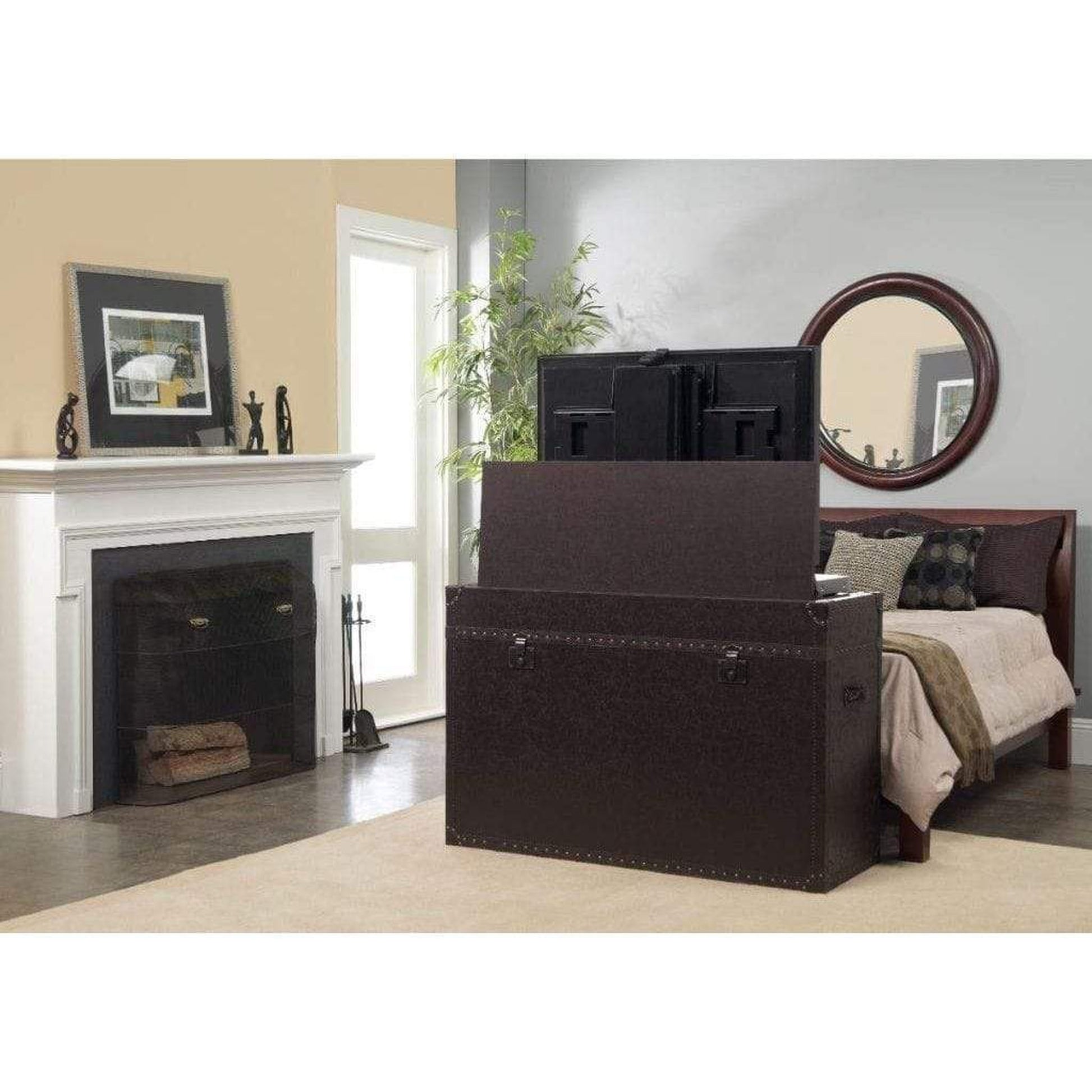 Touchstone Ellis Trunk Leather Smart TV Lift Cabinet for 50" Flat Screen TVs With Whisper Lift II Pro w/Swivel